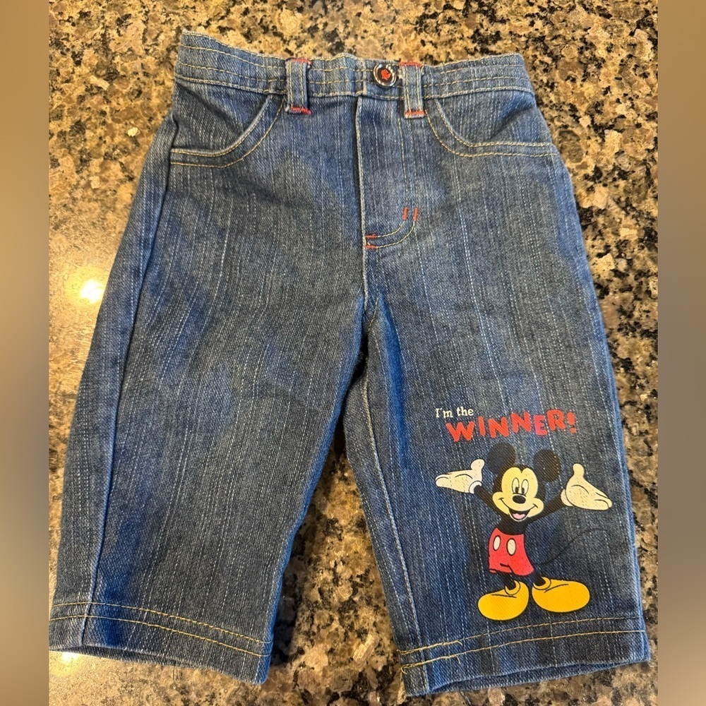Disney Mickey Mouse Jeans Baby 3-6 Months Vintage Denim Embroidered Classic